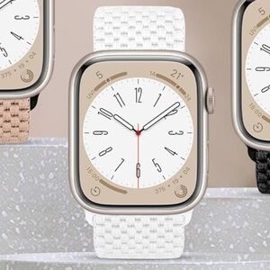 (1) Apple Watch Stretchy Soft Weaved Nylon Strap Wristband in White Reg